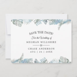 Spara datum Bleken Dusty Blue Tropical Watercolor