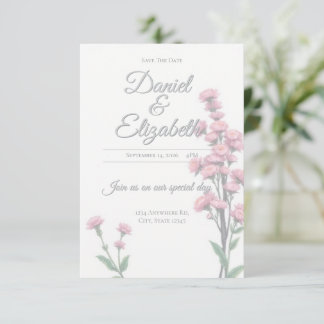 Spara datum blomsterbröllopsinbjudan