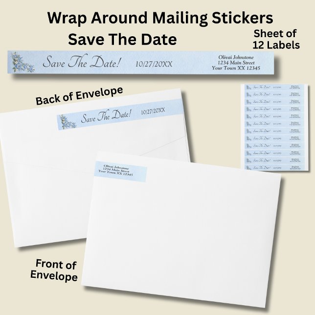 Spara datum, Blue Peony Set, Etikettband (Skapare uppladdad)