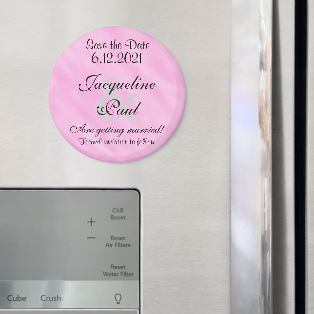 Spara datum Blush Rosa Vitt Akvarell Magnet (In Situ (Fridge))