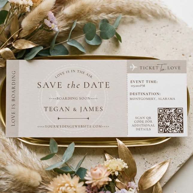 Spara datum Boarding Pass Bröllops Plan Biljett Inbjudningar (Save the Date Boarding Pass Wedding Plane Ticket Invitation)