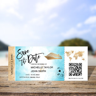 Spara datum Boarding Pass Karta Kryssning QR-kod I Inbjudningar