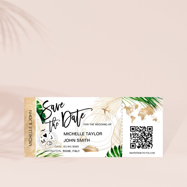 Spara datum Boarding Pass Karta Kryssning QR-kod Inbjudningar (Skapare uppladdad)