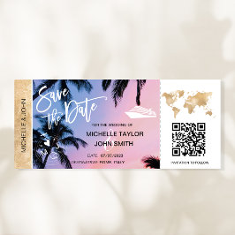 Spara datum Boardingpass Karta Kryssning QR-kod In Inbjudningar