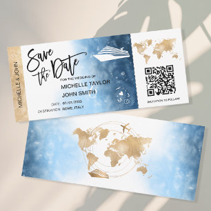 Spara datum Boardingpass Karta Kryssning QR-kod In Inbjudningar