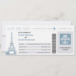 Spara datum Boardingpass till Paris Frankrike Inbjudningar