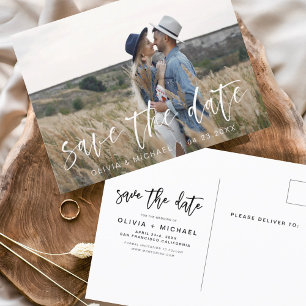 Spara datum Boho-minimalistfotomodern Vykort