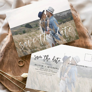 Spara datum Boho-minimalistfotomodern Vykort