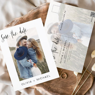Spara datum Boho Minimalistisk Foto Modern Vykort