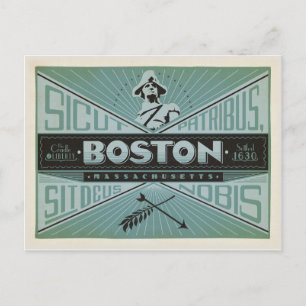 Spara datum Boston, MA - Grundad 1630 Meddelande Vykort