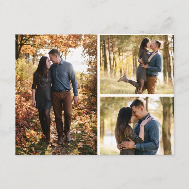 Spara datum Botanisk Margerita Blommig Fotokollage Meddelande Vykort (Framsida)