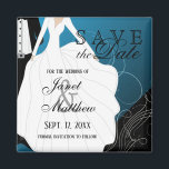 Spara datum - Bride and Groom - Blue Magnet<br><div class="desc">Spara datummagneterna för Personlig. Underbar för Bröllopsfesten, repetition, Möhippa, Bachelorette Party m.fl. Leta efter mer design och färg i min butik. Om det behövs kan du ta bort all text och börja om från början med egna alternativ för text, färg och teckensnitt med Zazzle-designområdet i verktyg. Om det behövs kan...</div>