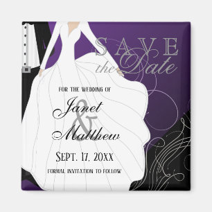 Spara datum - Bride and Groom - Lila Magnet