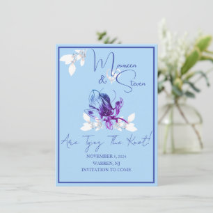 Spara datum-Bröllop-kortet för Orchid Blue & Laven Inbjudningar