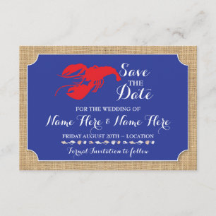 Spara datum Bröllop Kräftor Boil Lobster Inbjudan