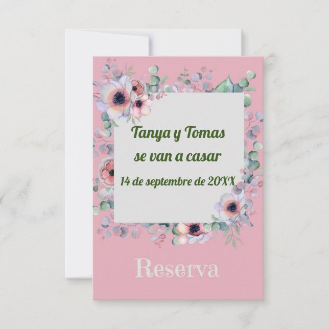 Spara datum Bröllop på spanska med blommor Datumet (Framsida)