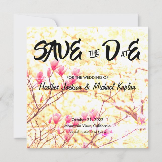 Spara datum Bröllop Professionella Klassiska Blomm Datumet (Framsida)