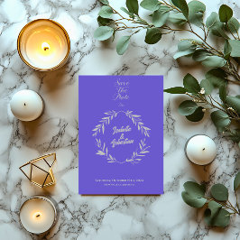 Spara datum Bröllop vid skiva blått och Silver Inbjudningar