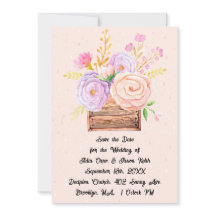 Spara datum bröllopsinbjudan Peach Blommor