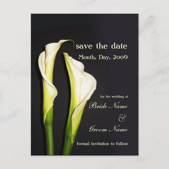 Spara datum, Calla-lilja vykort (Framsida)