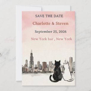 Spara Datum – Charlotte & Steven – New York Bar Inbjudningar