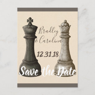 Spara datum Chess Kung Queen-Personligen Vykort