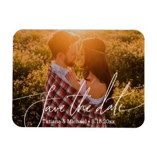 Spara datum chic trendig script, par foto magnet