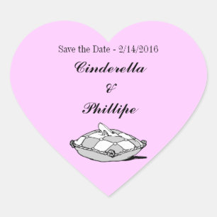 Spara datum Cinderella Slipper Heart-fästare Hjärtformat Klistermärke