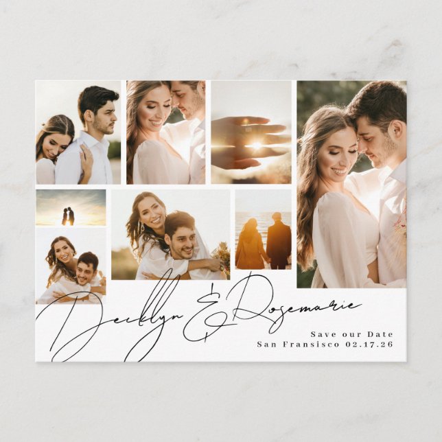 Spara datum Collage med flera foton kan anpassas Meddelande Vykort (Framsida)