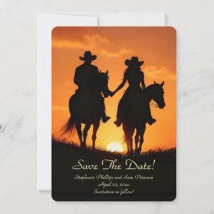 Spara datum Country Western Cowboy Cowgirl Inbjudningar