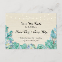 Spara datum då Rustic Succulents Mint Ljus Inbjuda