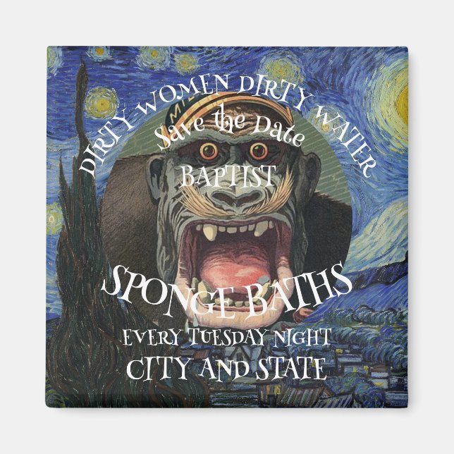 SPARA DATUM-DATUREN KVINNOR BAPTIST SPONGE BATHS MAGNET (Framsidan)