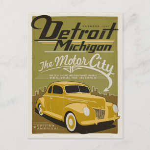 Spara datum Detroit, MI Meddelande Vykort