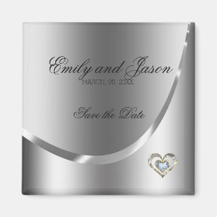 Spara datum- diamanterna Heart och Silver Backgrou Magnet