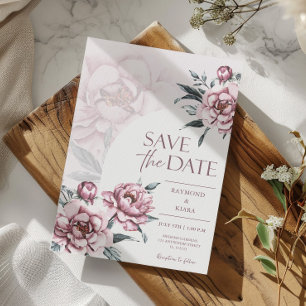 Spara datum Dusky Rosa Peony Bröllop Datumet