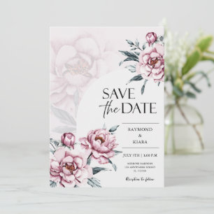 Spara datum Dusky Rosa Peony Bröllop Datumet