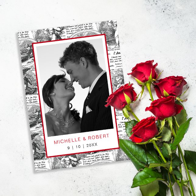 Spara datum Elegant antika Cupids Foto Inbjudningar (Skapare uppladdad)