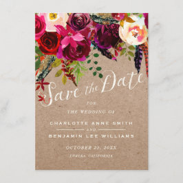 SPARA DATUM | Elegant Blommigt Rustic Boho Bröllop Datumet