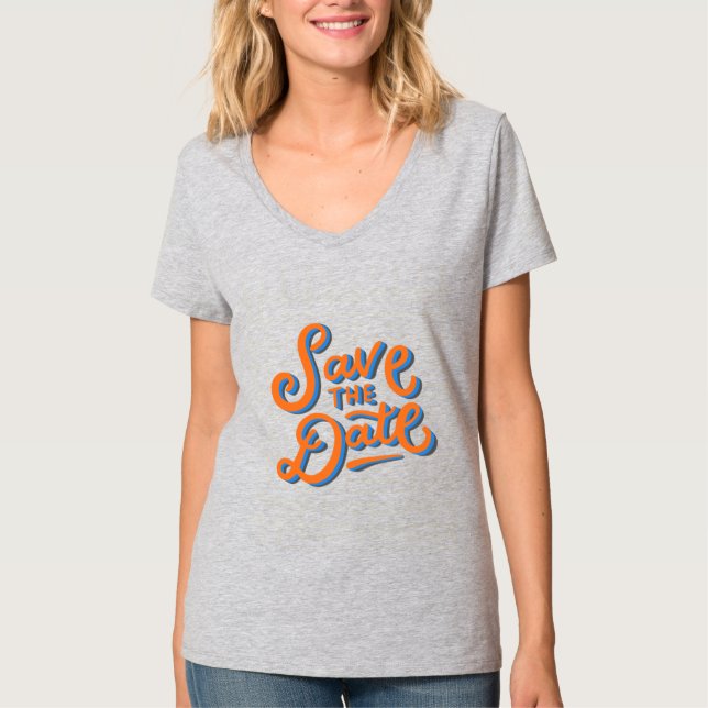 Spara datum elegant typografidesign t shirt (Framsida)