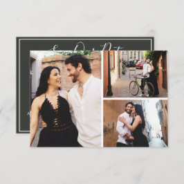 Spara datum Eleganten  Blommigt 3-fotokort för   Inbjudningar