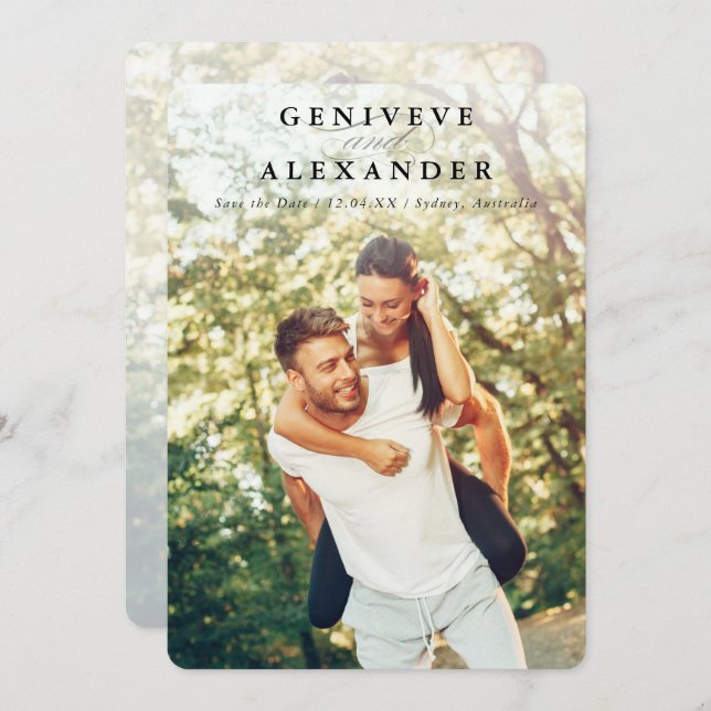 SPARA DATUM-eleganten namn Inbjudningar (Fram/baksida)