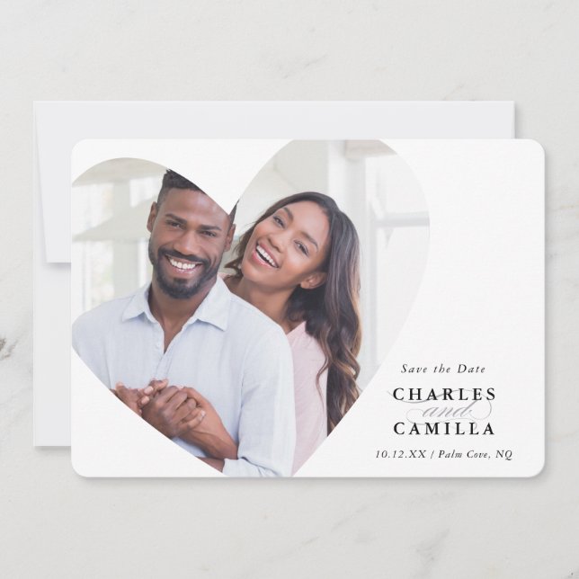 SPARA DATUM-elegantens ram-hjärta Inbjudningar (Framsida)