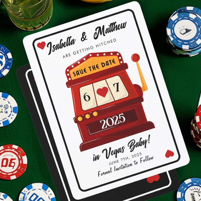 Spara datum en spelmaskin Las Vegas Casino Inbjudningar (Save the Date Slot Machine Las Vegas Casino Invitation)