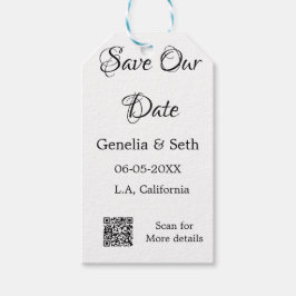 Spara datum enkel minimal QR-skanningskod detaljer Presentetikett