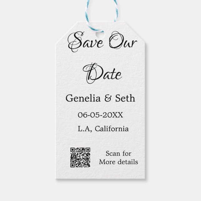 Spara datum enkel minimal QR-skanningskod detaljer Presentetikett (Framsidan)