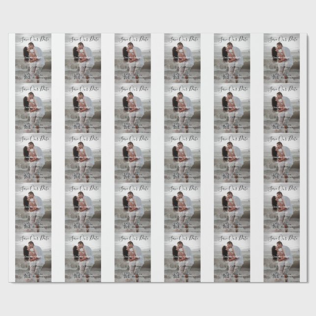 Spara datum enkel minimal QR-skanningskod detaljer Presentpapper (Platt)