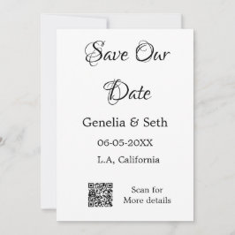 Spara datum enkla minimala QR-skanningskoder detal Inbjudningar