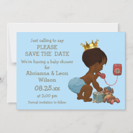 Spara datum Etniska prins på Mobil Grått Blue Magnetisk Inbjudningskort