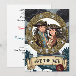 Spara datum fantastisk piratbröllop datumet