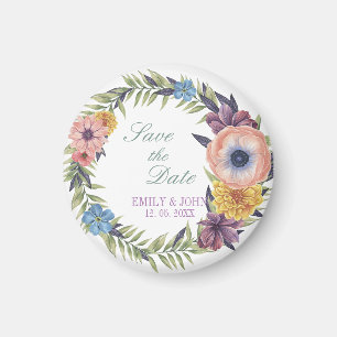Spara datum - färglös Blommigt andedräkt Magnet